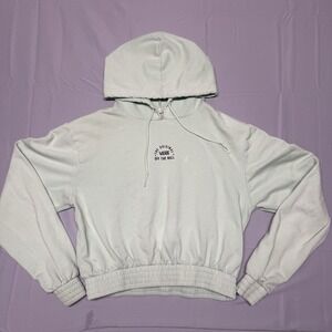 Vans Womens Medium Mint Green Cropped Hoodie Scrunch Bottom Skate Graphic